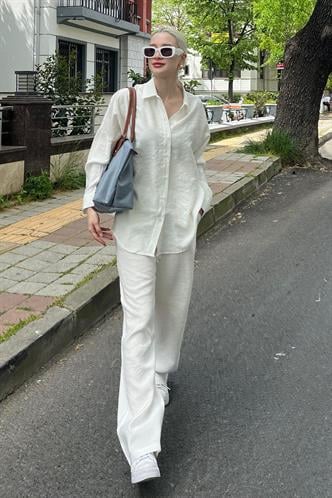 Beyaz Gömlek Pantolon İkili Takım MG2117