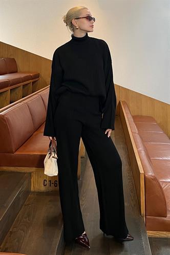 Siyah Uzun Kollu Triko Kazak Pantolon İkili Takım MG2173