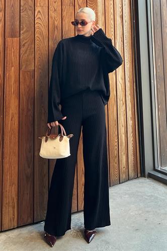 Siyah Uzun Kollu Triko Kazak Pantolon İkili Takım MG2173