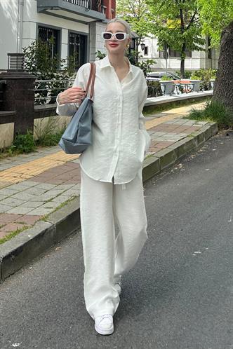 Beyaz Gömlek Pantolon İkili Takım MG2117