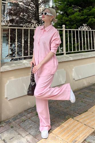 Pembe Gömlek Pantolon İkili Takım Takım MG2117