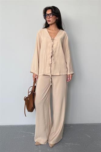 Bej Önü Bağlamalı Alt Üst Takım Mg2473