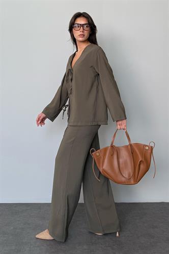 Haki Önü Bağlamalı Alt Üst Takım Mg2473