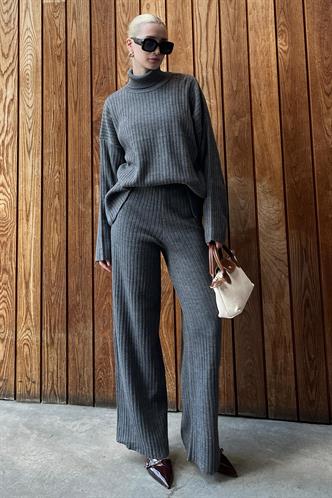 Antrasit Uzun Kollu Triko Kazak Pantolon İkili Takım MG2173