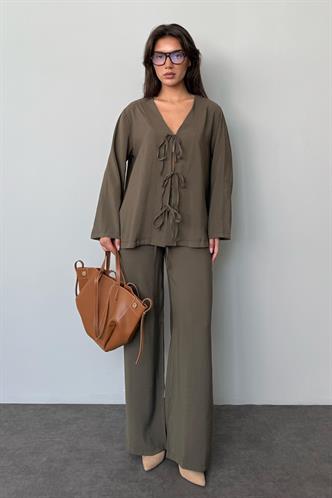 Haki Önü Bağlamalı Alt Üst Takım Mg2473