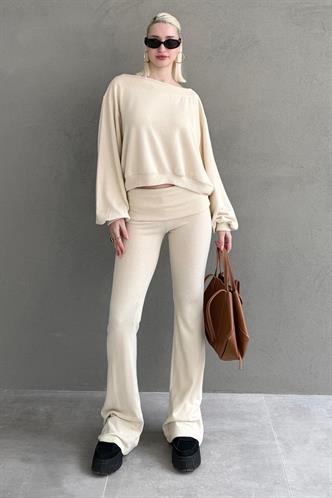 Bej Bluz Pantolon İkili Takım Mg2289