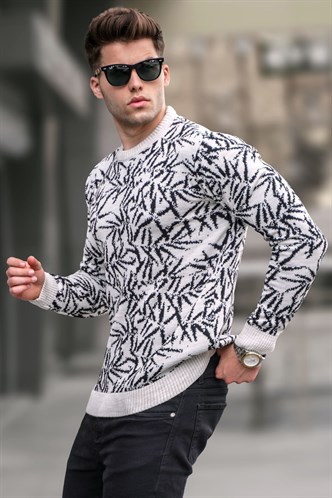 Stone Gray Designed Knitwear Sweater 5767