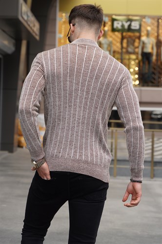 Taş Rengi Yarım Balıkçı Yaka Triko Kazak 5761