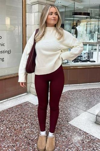 Bordo Yüksek Bel Kadın Tayt MG2230