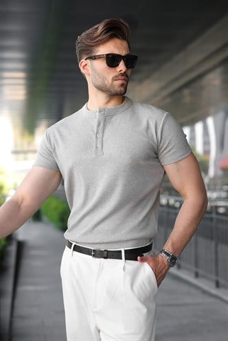 Grimelanj Slim Fit Hakim Yaka Triko Erkek Tişört E7189