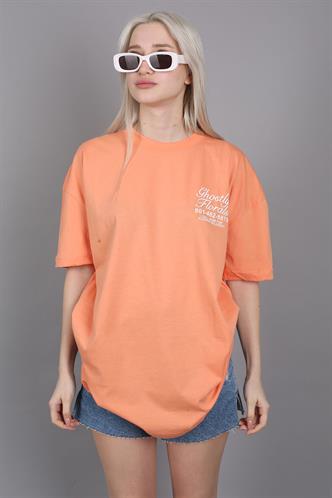 Orange Printed Oversize T-Shirt MG1513