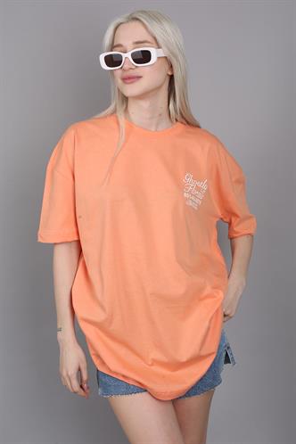 Orange Printed Oversize T-Shirt MG1513