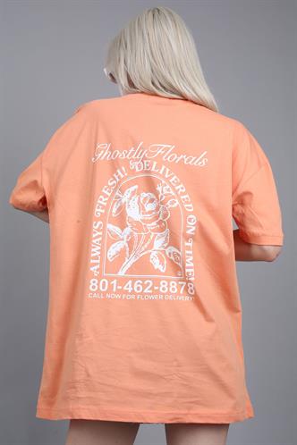 Orange Printed Oversize T-Shirt MG1513
