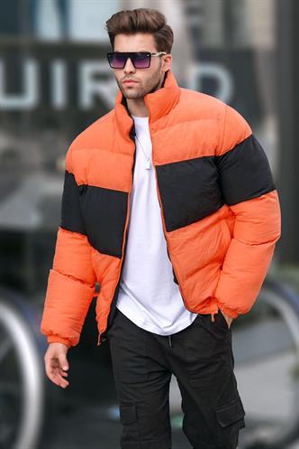 Turuncu Dik Yaka Şişme Mont 6806