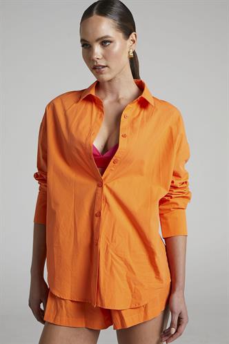 Turuncu Oversize Basic Kadın Gömlek MG1794