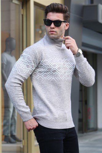 White Casual Turtleneck Sweaters Men Pullovers Autumn Winter