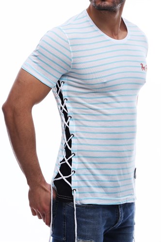 Yandan Bağcıklı Mavi Tişört 2567