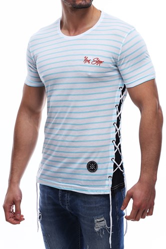 Yandan Bağcıklı Mavi Tişört 2567