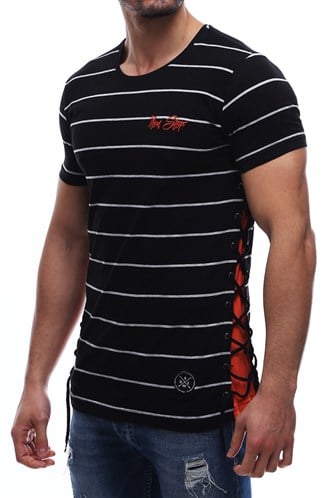 Yandan Bağcıklı Siyah Tişört 2567