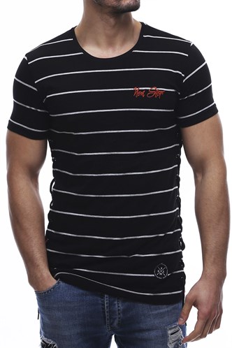 Yandan Bağcıklı Siyah Tişört 2567