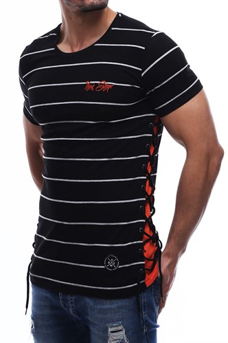 Yandan Bağcıklı Siyah Tişört 2567