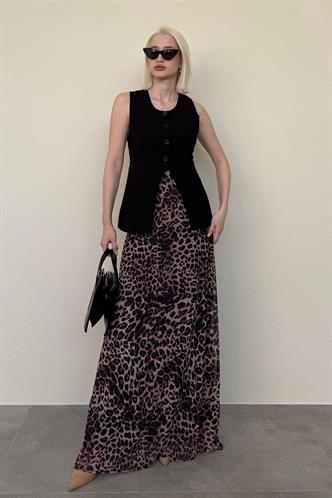 Siyah  Bisiklet Yaka Kadın Uzun Yelek Mg2331