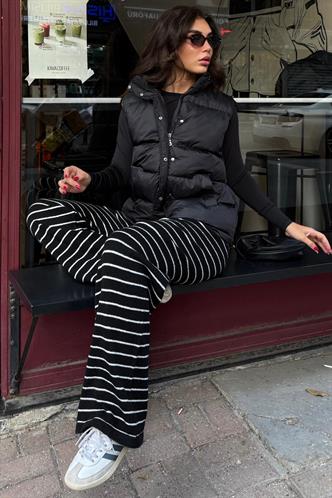 Siyah Dik Yaka Astarlı Kadın Şişme Yelek MG2592