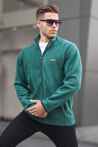 Yeşil Basic Fermuarlı Polar Sweatshirt 6045