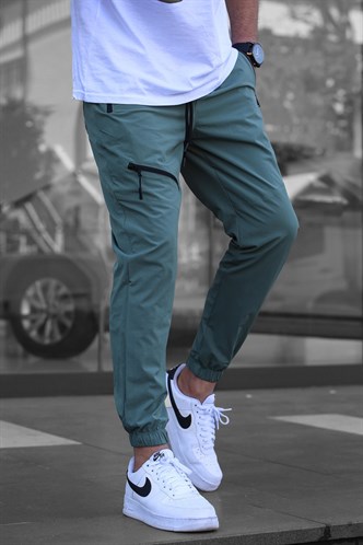  Mint Yeşili Fermuar Detaylı Paraşüt Jogger Pantolon 