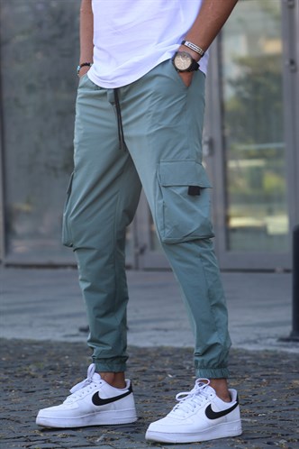 Yeşil Kargo Cep Erkek Jogger Pantolon 5461
