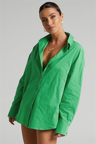 Yeşil Oversize Basic Kadın Gömlek MG1794