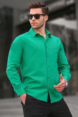 Yeşil Regular Fit Erkek Gömlek 5592