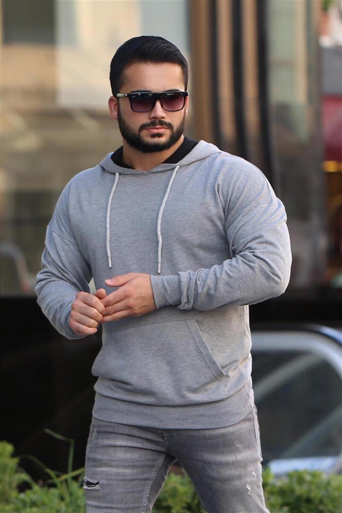 Madmext Grey Oversize Hoodie