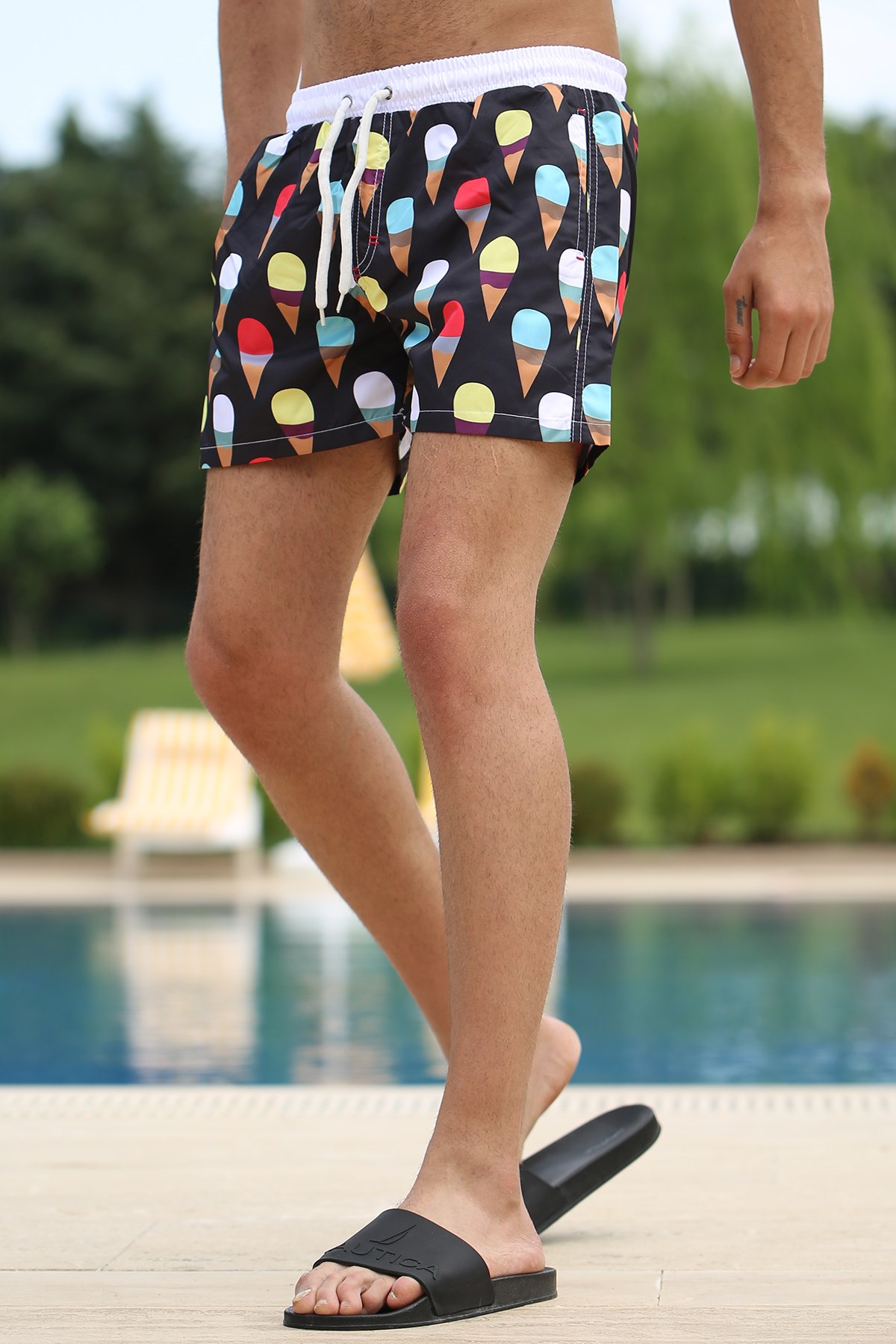 Madmext Black Printed Swim Wear Short 2639