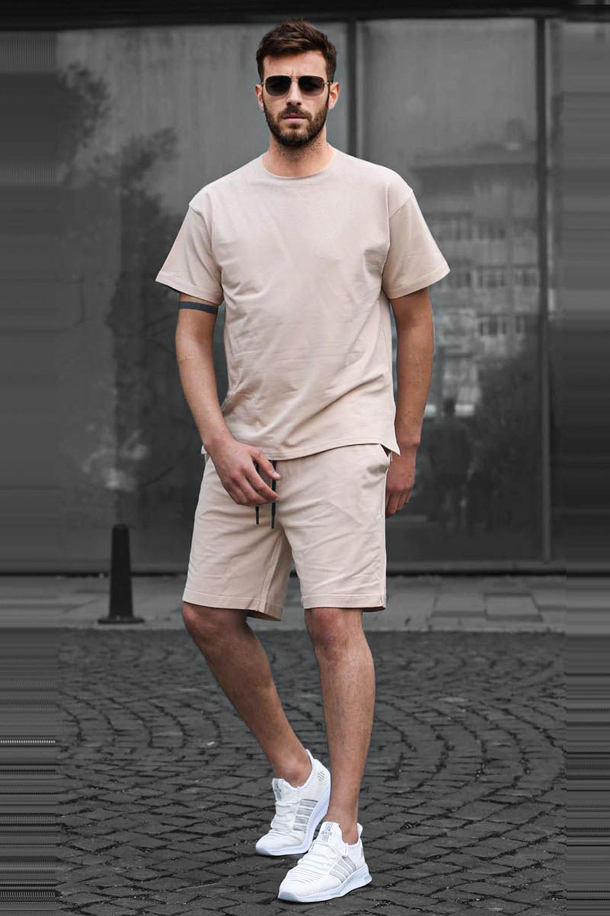 Bej Basic Erkek Şort Takımı 5920