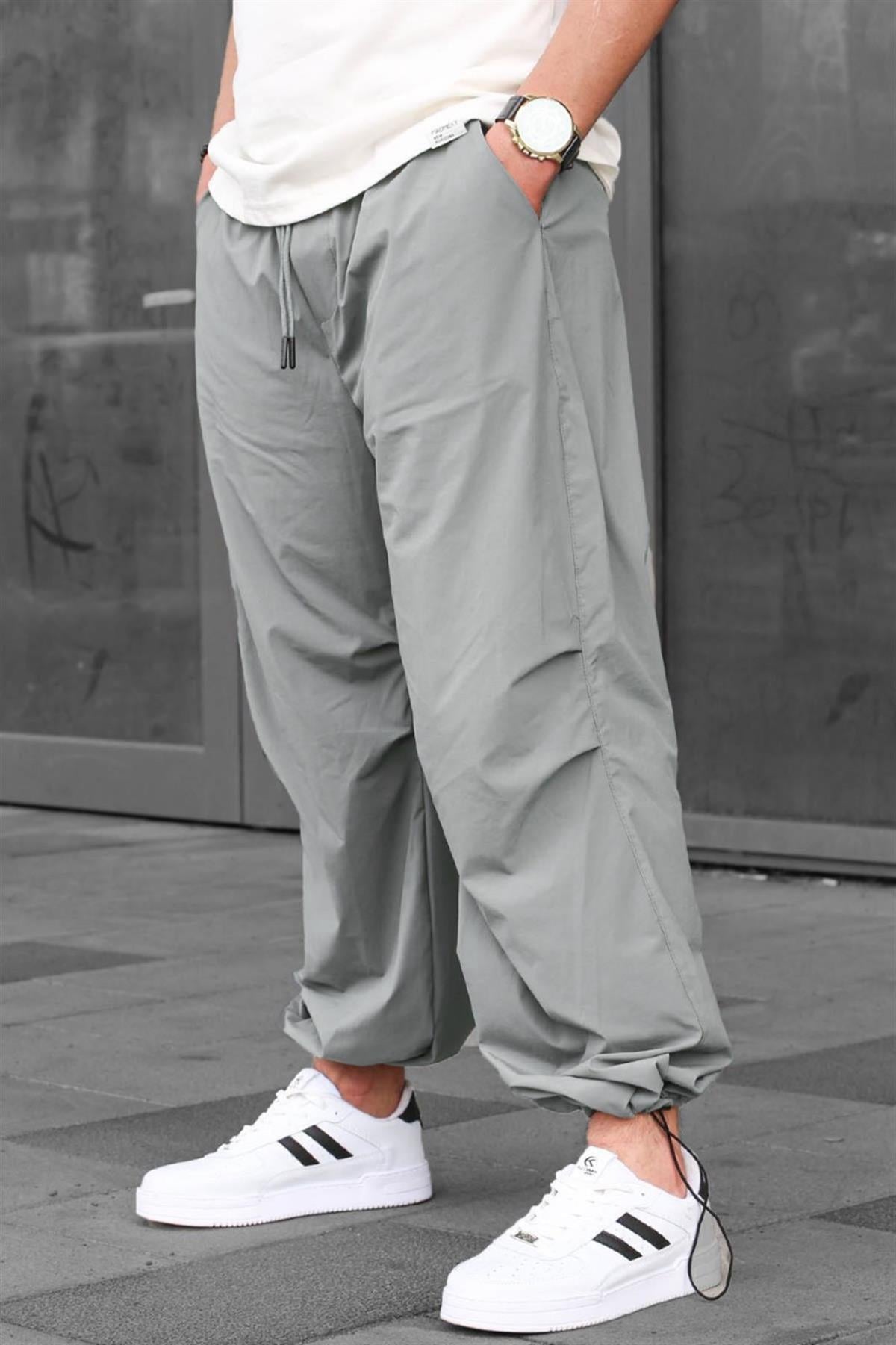 Boyalı Gri Regular Fit Erkek Paraşüt Pantolon 6504