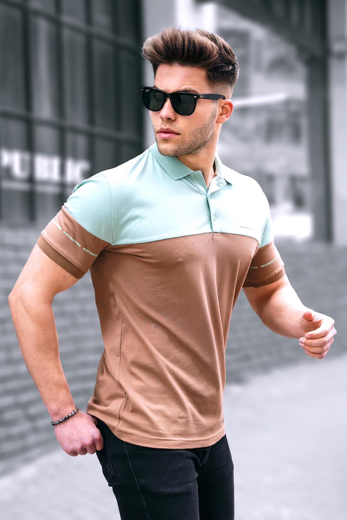 Erkek Basic Kahverengi Polo Yaka Erkek Tişört