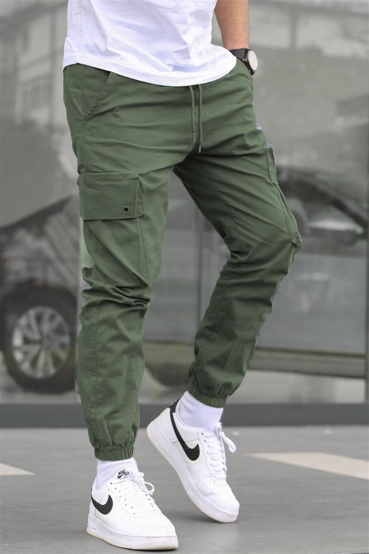 Erkek Mint Yeşili Kargo Cep Pantolon - Madmext
