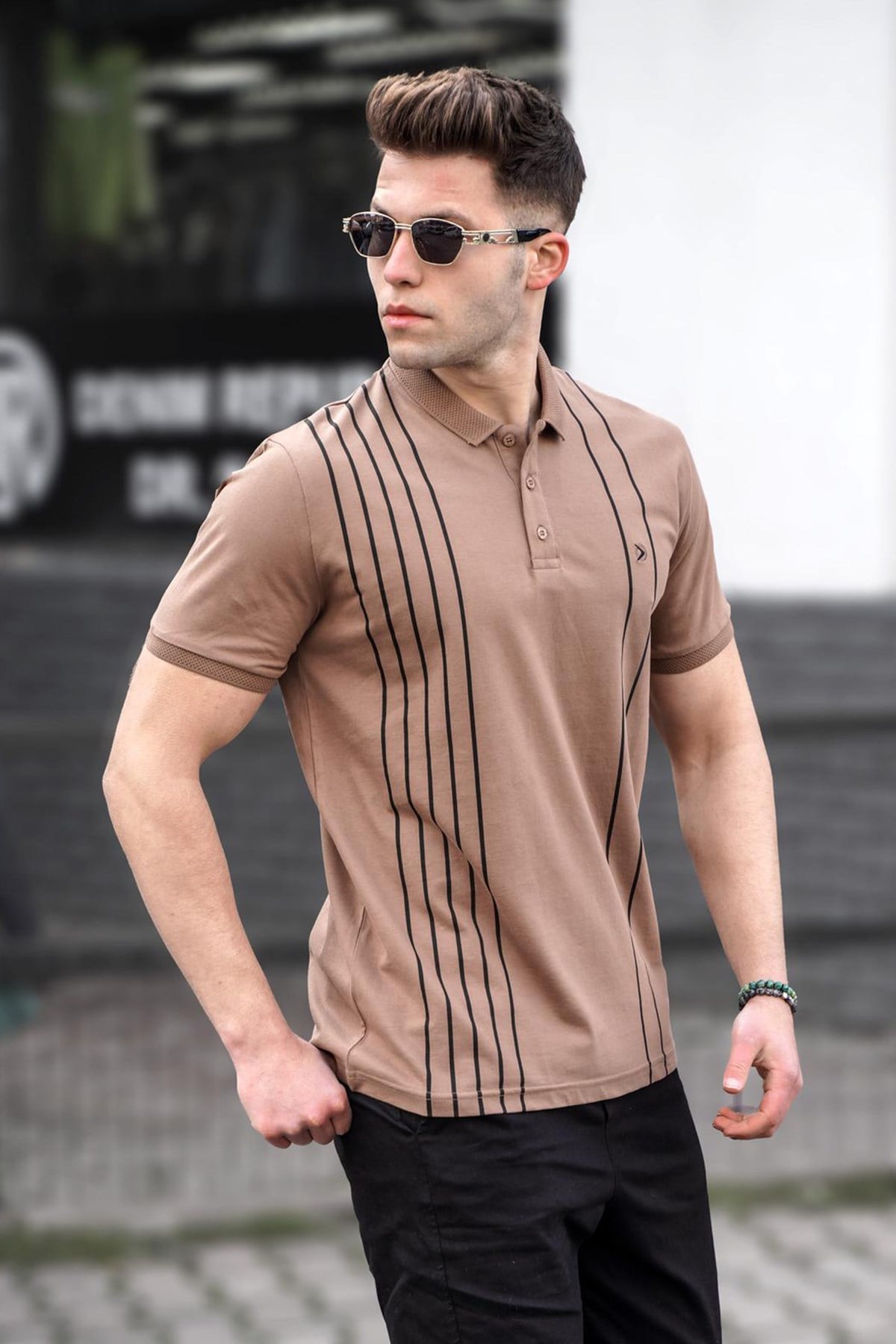 Erkek Polo Yaka Kahverengi Tişört 5822