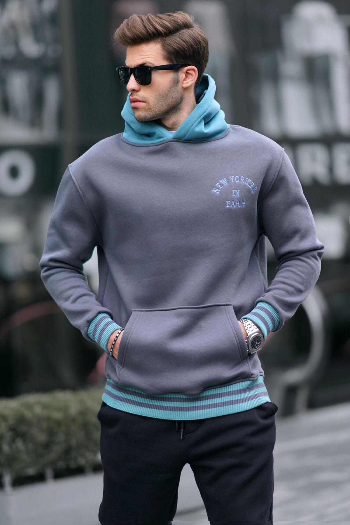 Füme Oversize Kapüşonlu Sweatshirt 6139