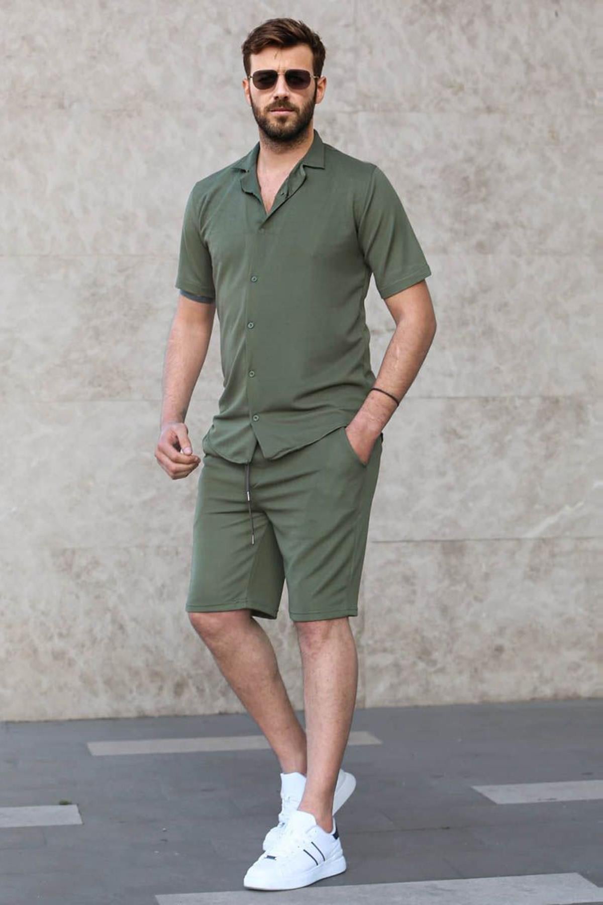 Haki Basic Erkek Gömlek Takımı 5918