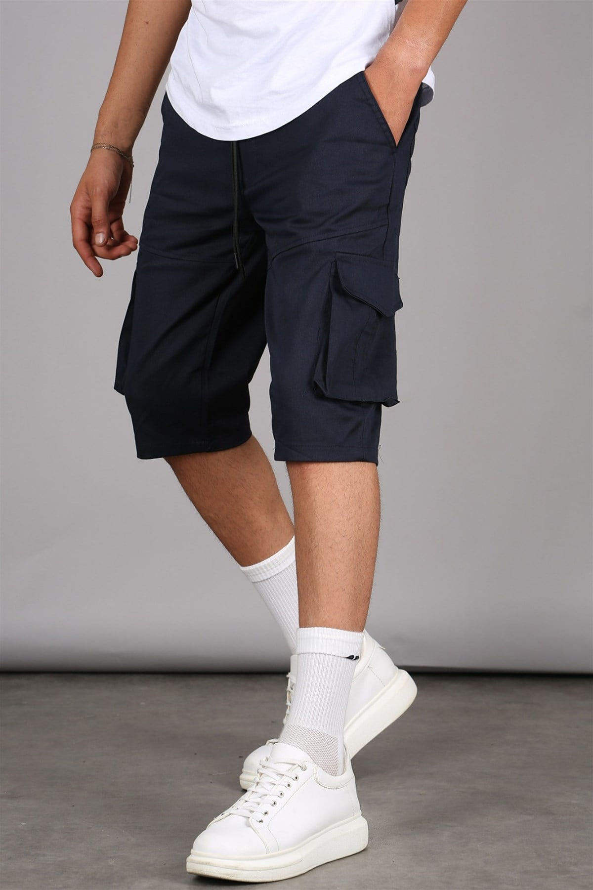 Lacivert Basic Kargo Cep Erkek Kapri Şort 5473