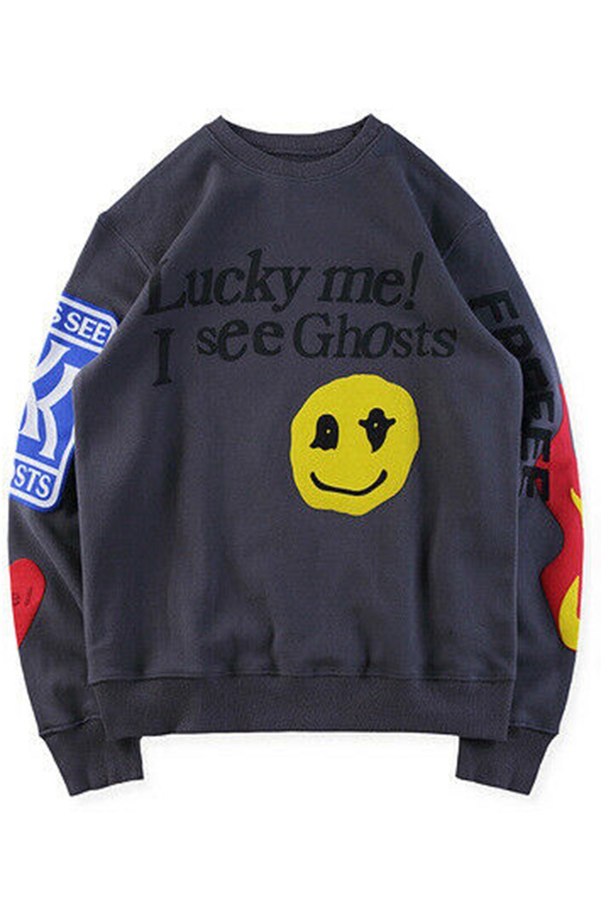 Mad Girls Antrasit Baskılı Oversize Sweatshirt Mg1207