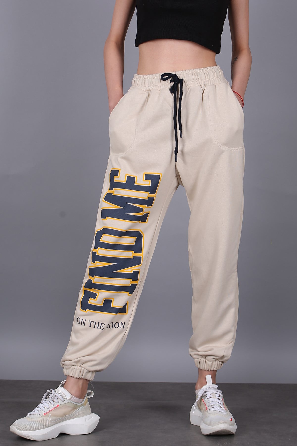 Mad Girls Beige Sweatpants MG1101