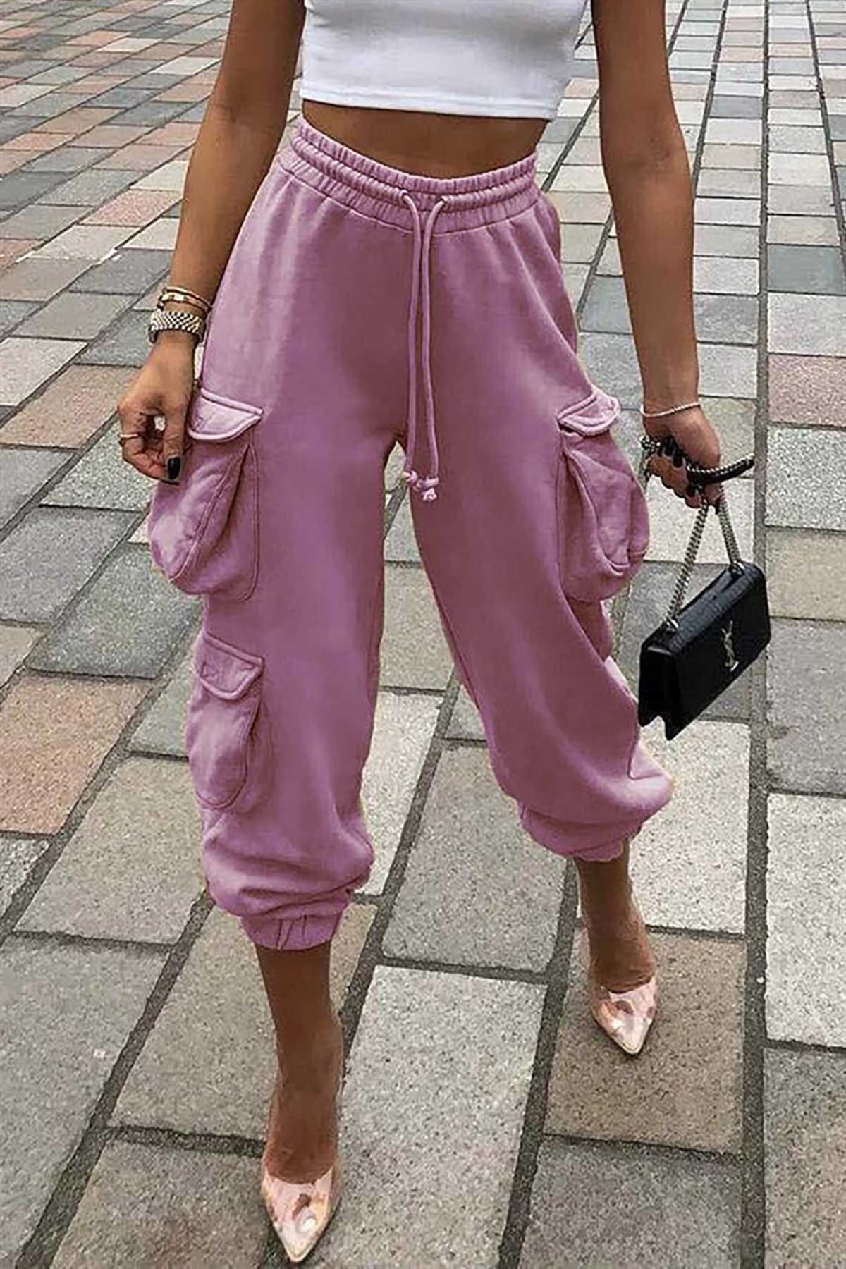 Mad Girls Çift Kargo Cepli Pembe Kadın Eşofman MG331