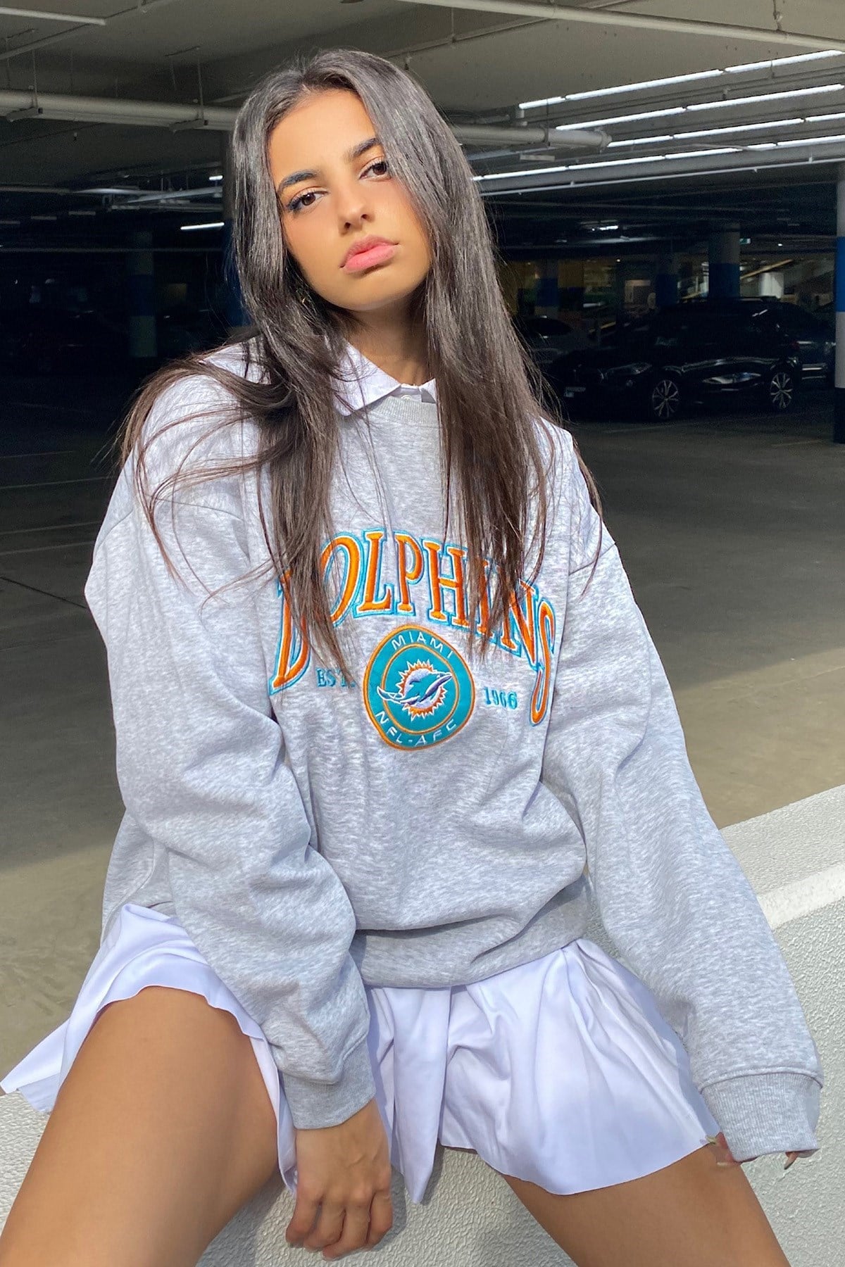 Mad Girls Gri Baskılı Kadın SweatshirtMg1210 
