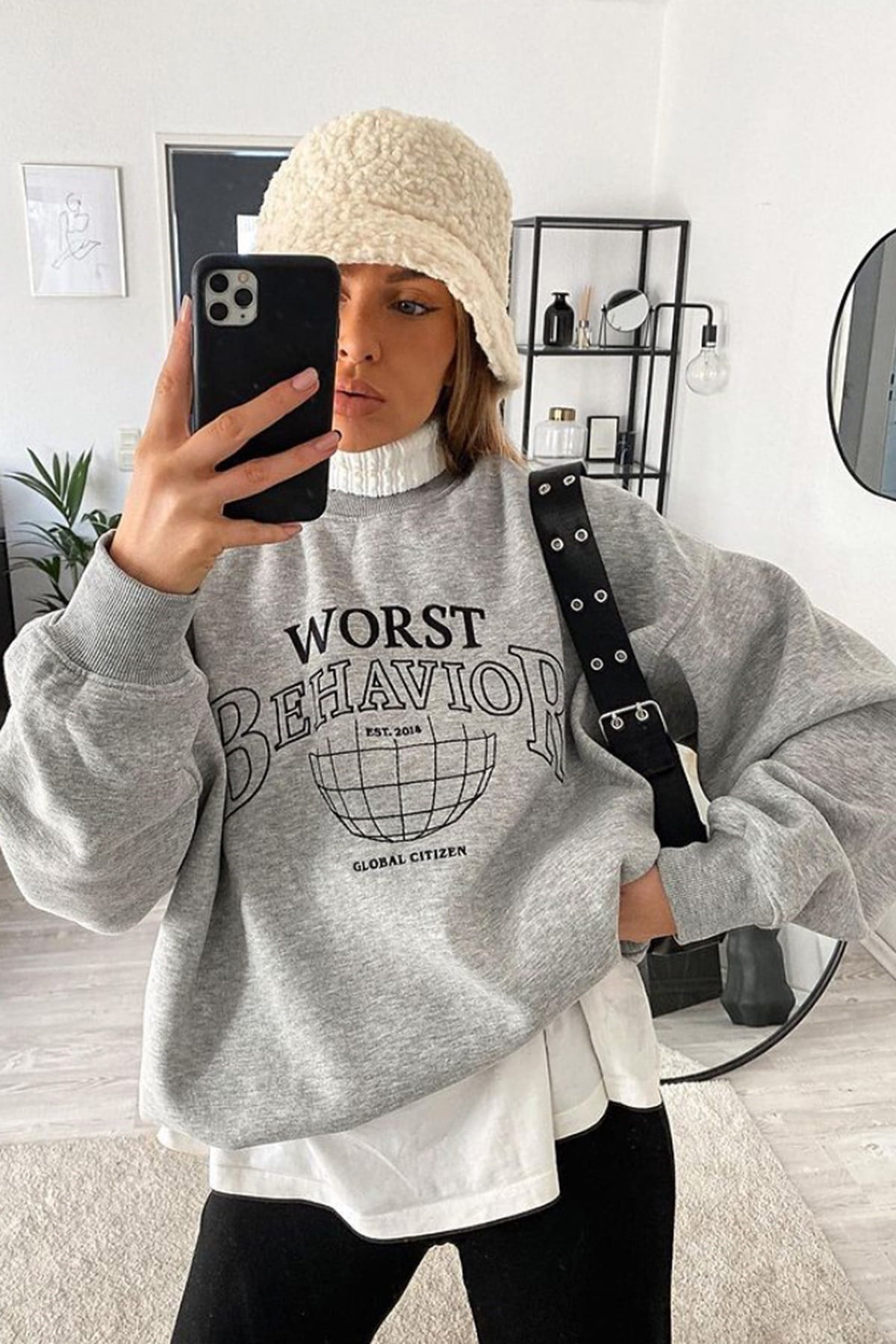 Mad Girls Gri Kadın Sweatshirt MG925