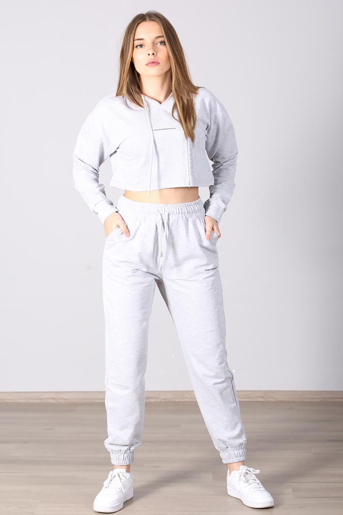 Mad Girls Gri Kapüşonlu Kadın Eşofman Takımı MG465-1