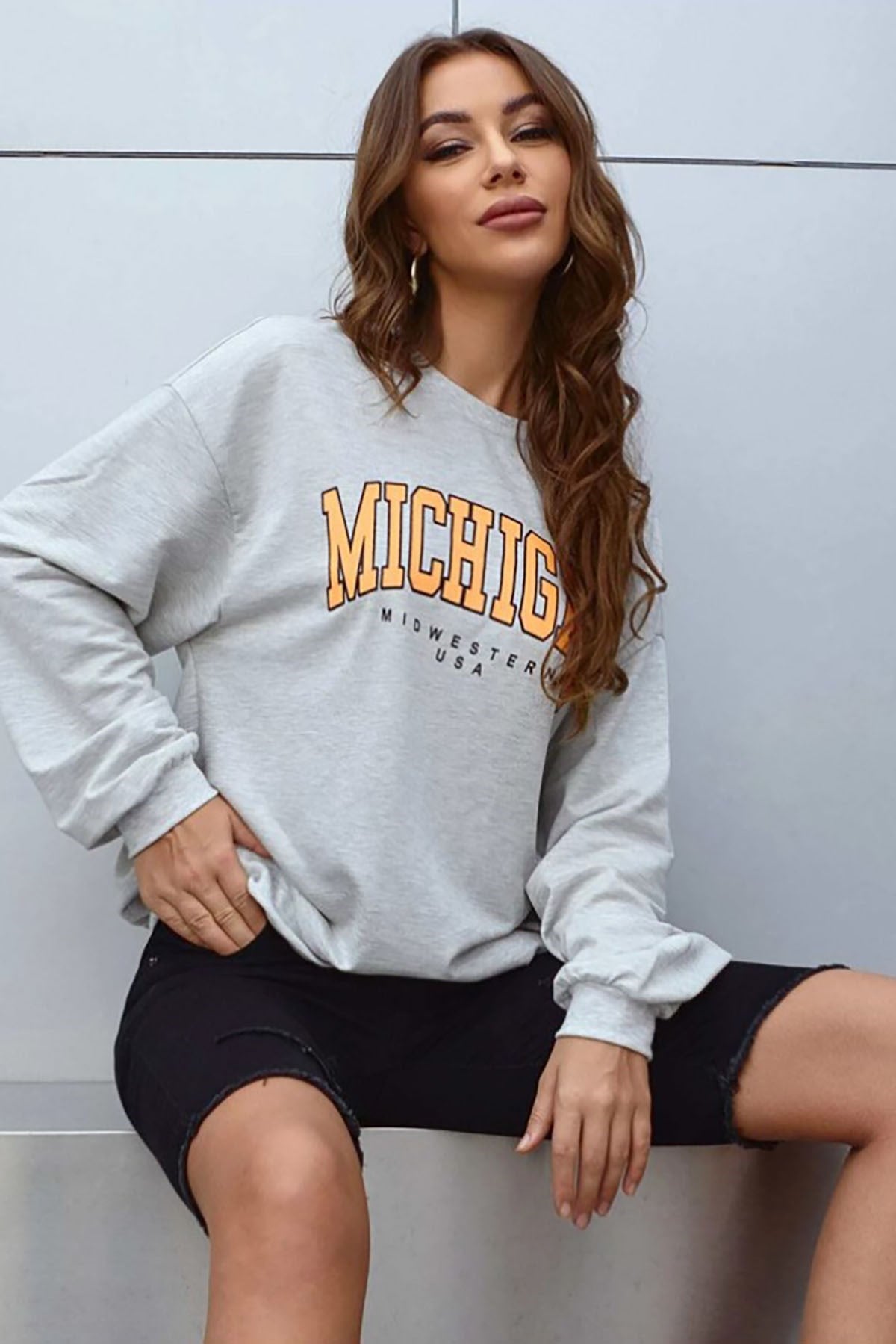 Mad Girls Gri Sweatshirt MG785