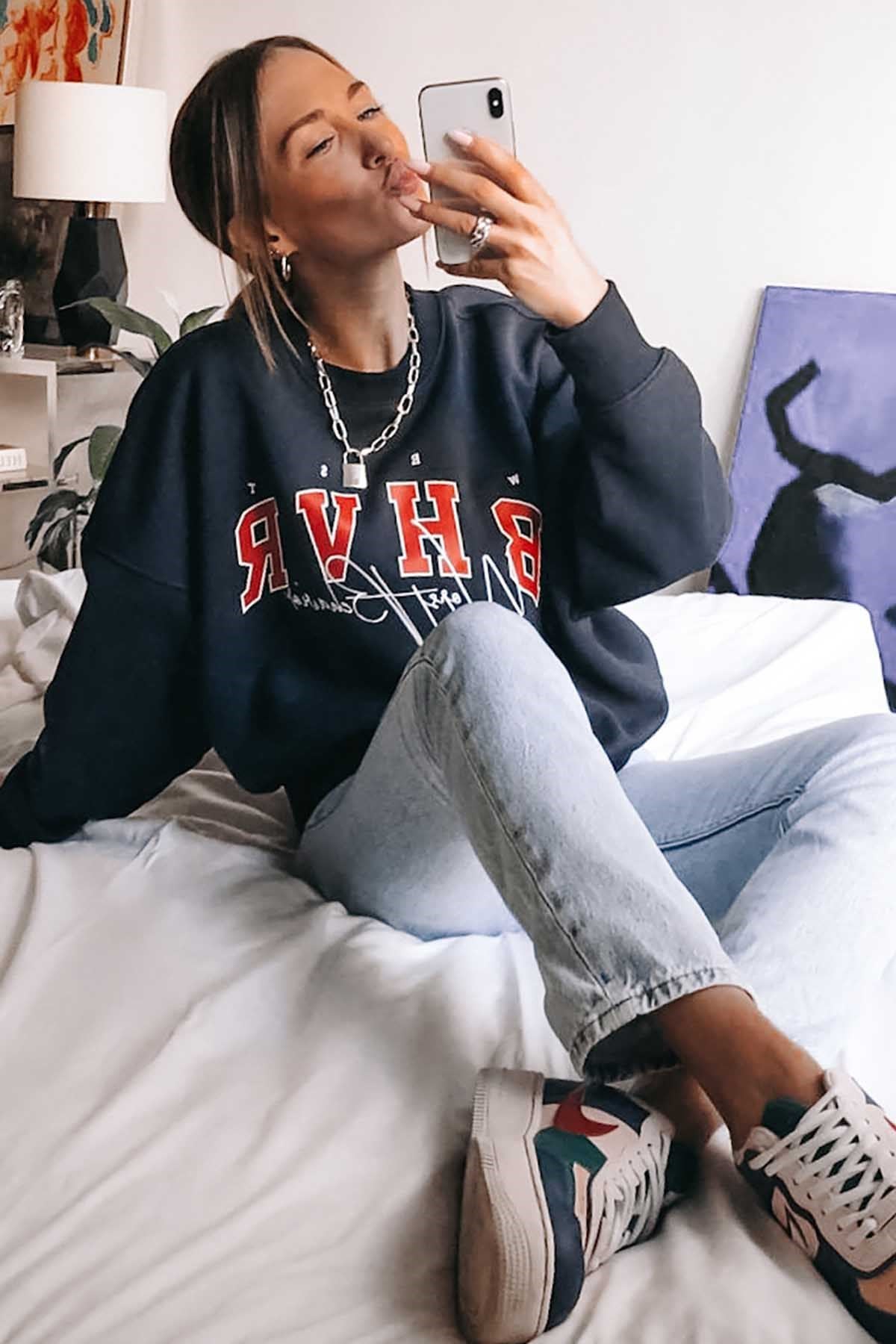 Mad Girls Navy Blue Sweatshirt MG813
